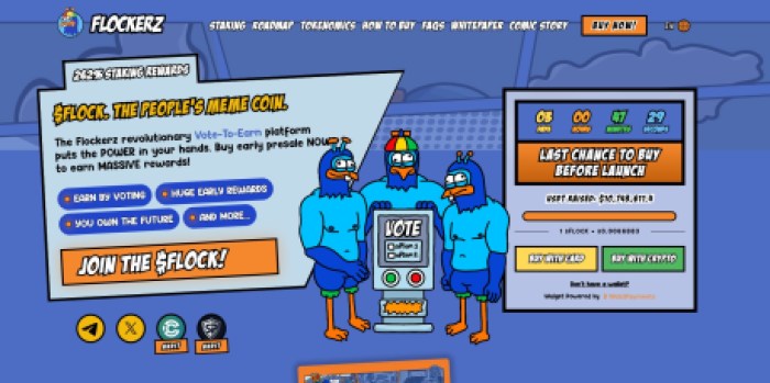 Last Opportunity To Purchase Flockerz V2e Meme Coin Before Presale Ends In 3 Days - Get It Before It Takes Off On Exchanges