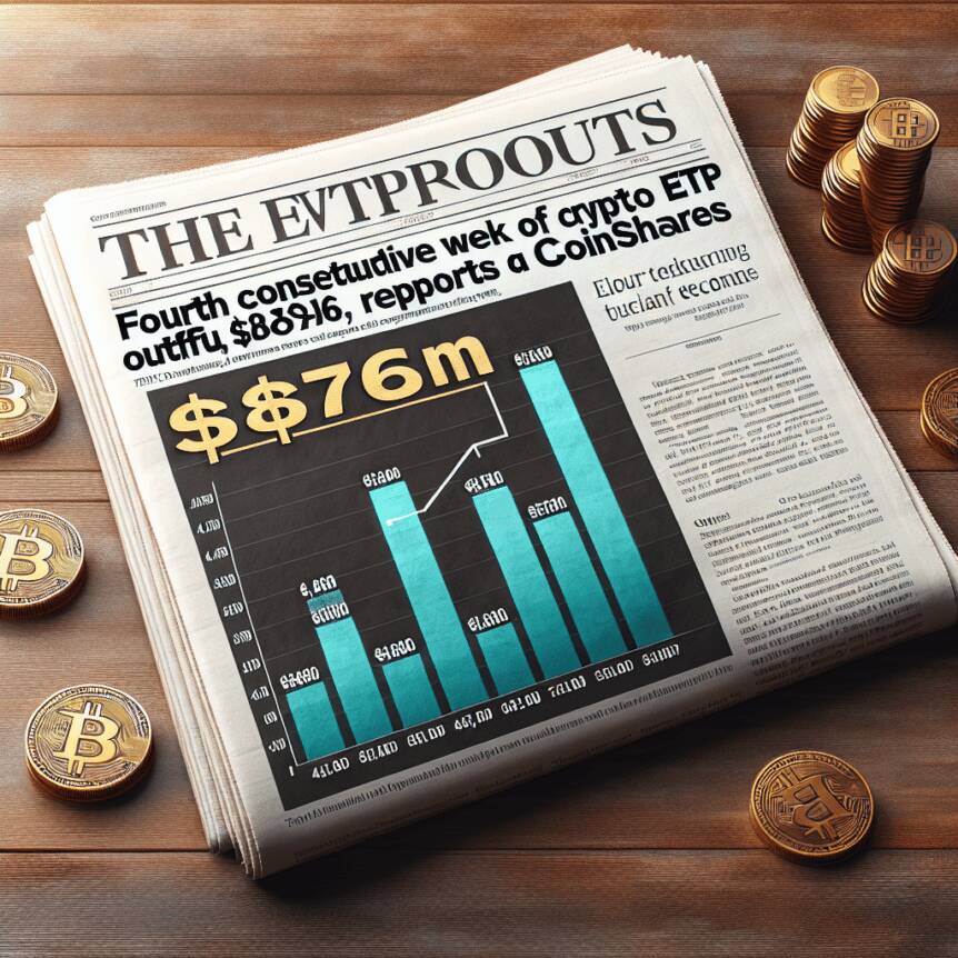 Coinshares Reports Fourth Consecutive Week Of Crypto Etp Outflows, Reaching $876m