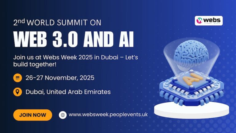 Blue Orange Modern AI Technology Exhibition Facebook Cover 768x433