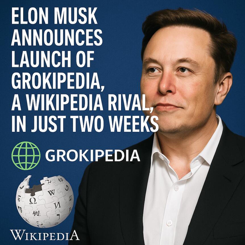 Elon Musk Announces Launch Of Grokipedia, A Wikipedia Rival, In Just Two Weeks