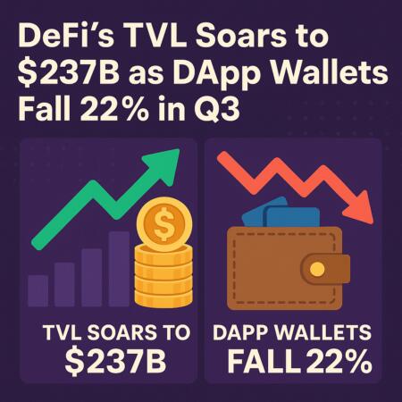 DeFi’s TVL Soars to $237B as DApp Wallets Fall 22% in Q3 Defi's Tvl Soars To $237b As Dapp Wallets Fall 22% In Q3