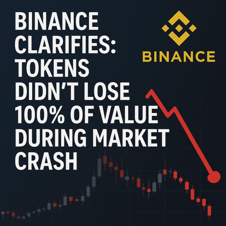 Binance Clarifies: Tokens Didn't Lose 100% Of Value During Market Crash