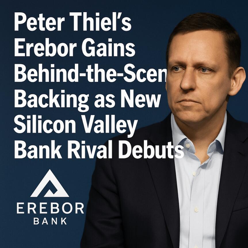 Peter Thiel’s Erebor Gains Behind-the-Scenes Backing as New Silicon Valley Bank Rival Debuts Peter Thiel’s Erebor Gains Behind-the-scenes Backing As New Silicon Valley Bank Rival Debuts