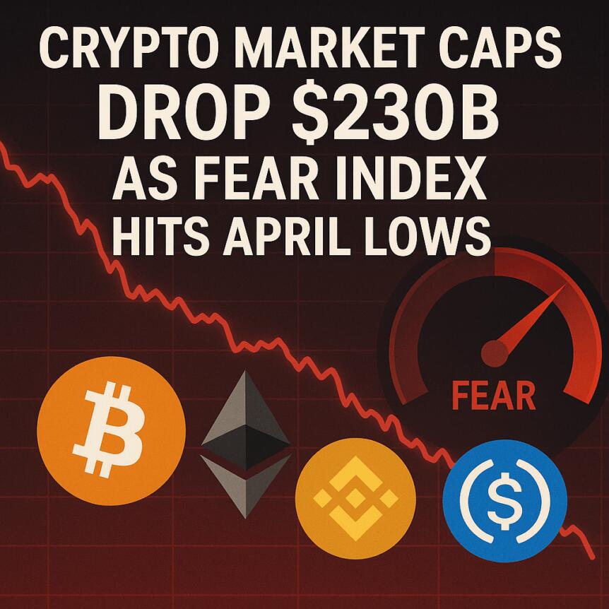 Crypto Market Caps Drop $230B as Fear Index Hits April Lows