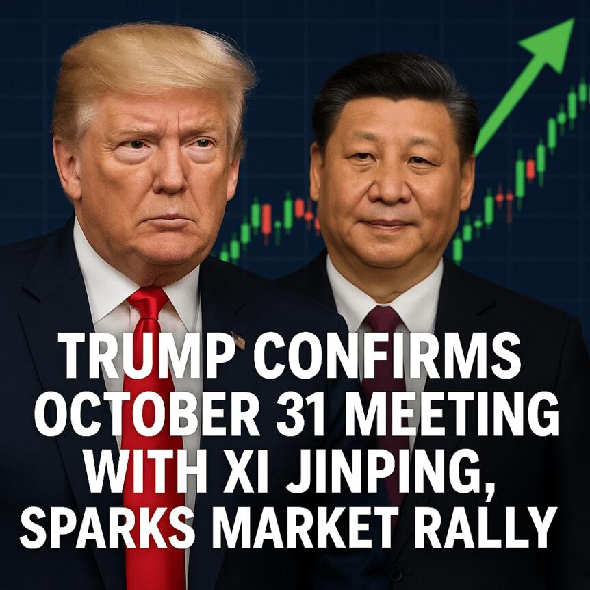 Trump Confirms October 31 Meeting With Xi Jinping, Sparks Market Rally