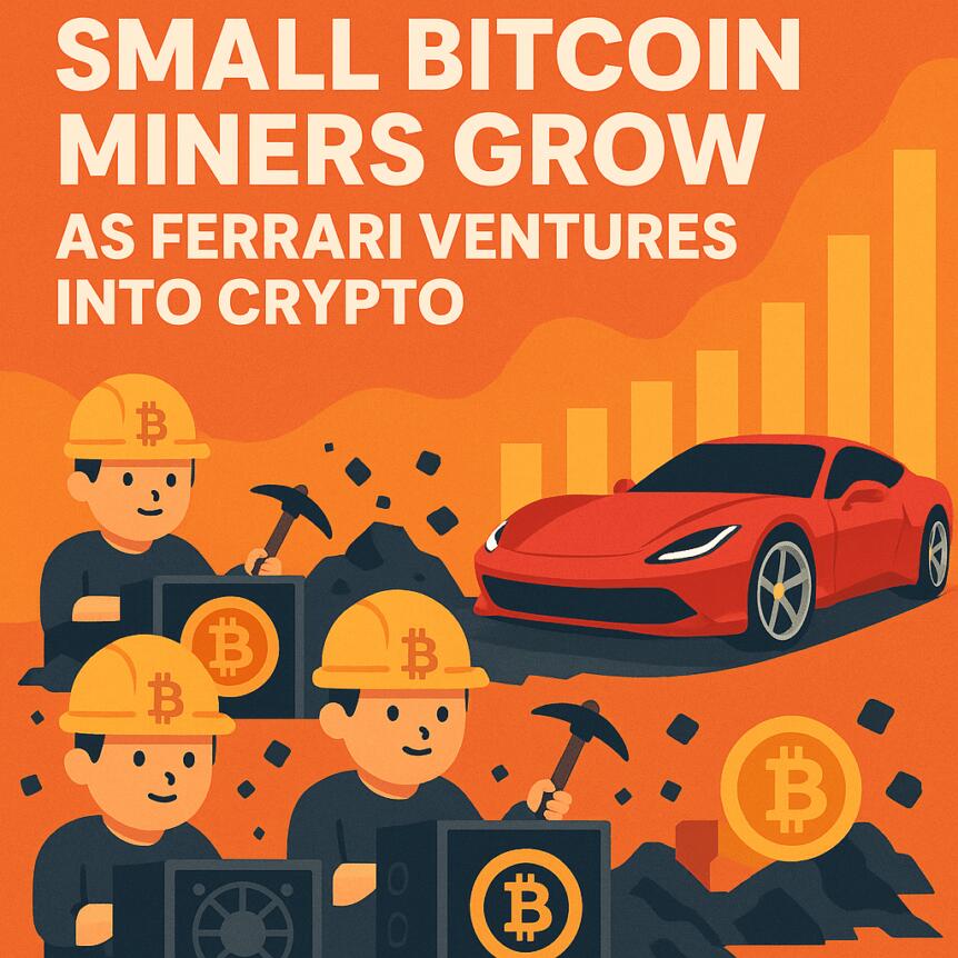 Small Bitcoin Miners Grow as Ferrari Ventures into Crypto