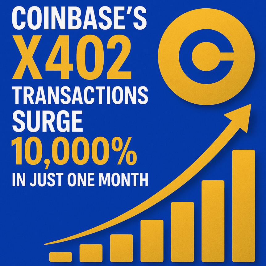 Coinbase’s X402 Transactions Surge 10,000% in Just One Month Coinbase’s X402 Transactions Surge 10,000% In Just One Month