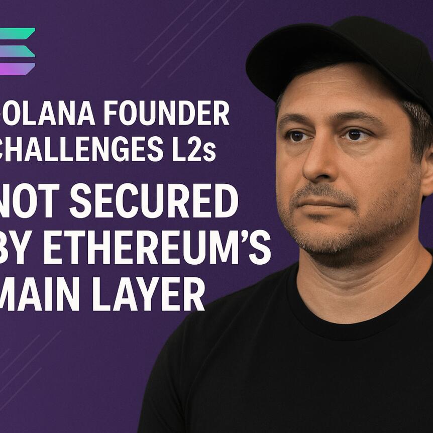 Solana Founder Challenges L2s: Not Secured by Ethereum’s Main Layer Solana Founder Challenges L2s: Not Secured By Ethereum’s Main Layer