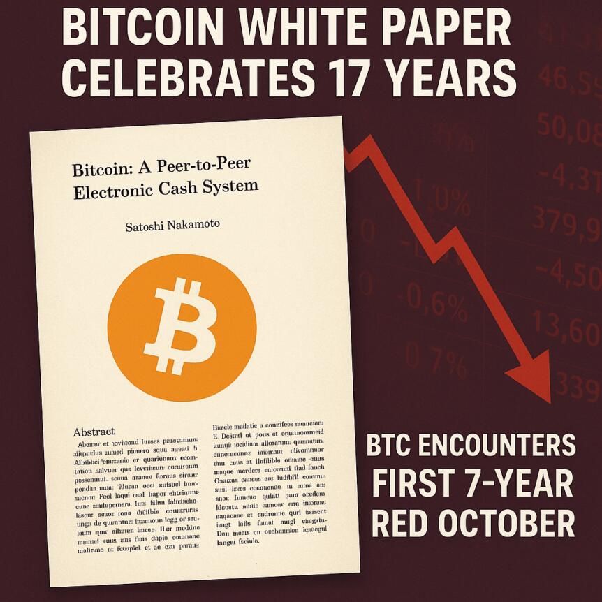 Bitcoin White Paper Celebrates 17 Years as BTC Encounters First 7-Year Red October
