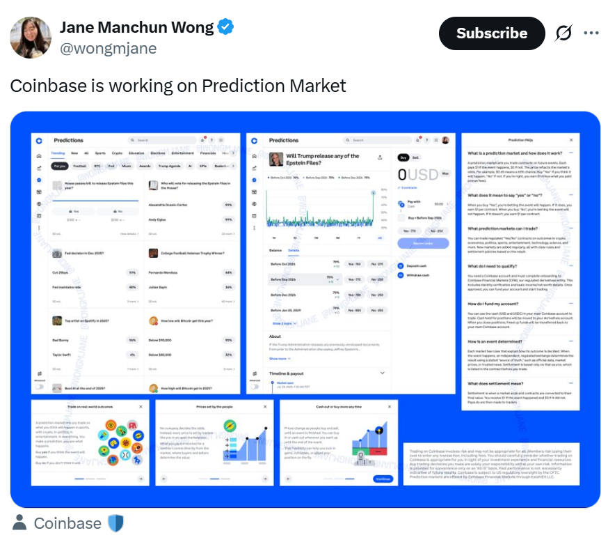 Coinbase Prediction Market Interface