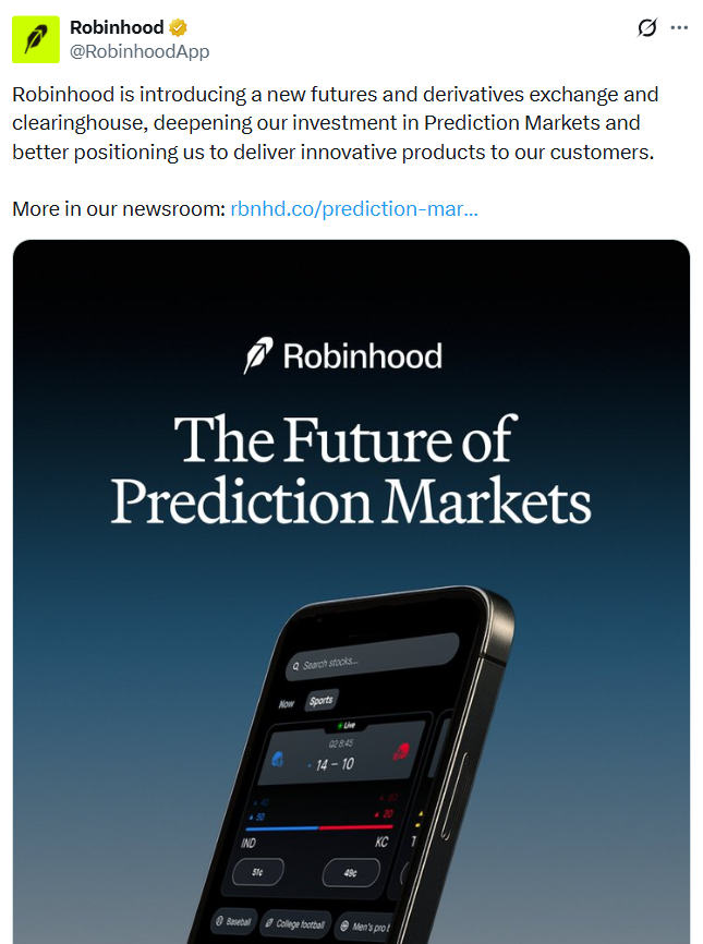 Prediction markets, Robinhood