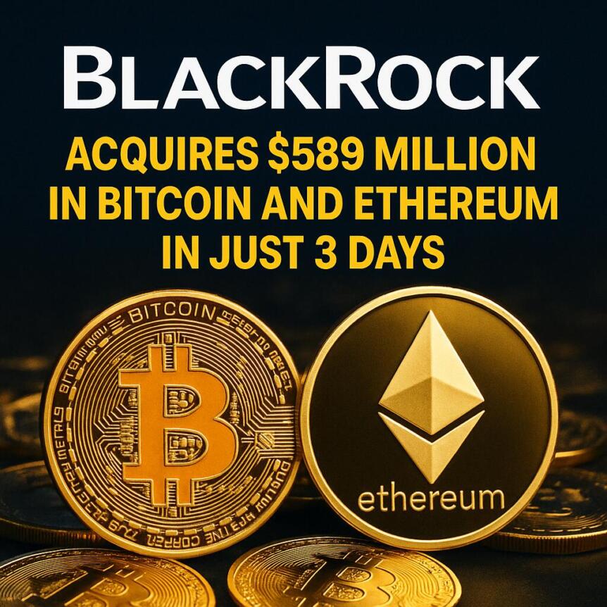 BlackRock acquired 9 million in Bitcoin and Ethereum in just three days. BlackRock acquired 9 million in Bitcoin and Ethereum in just three days.