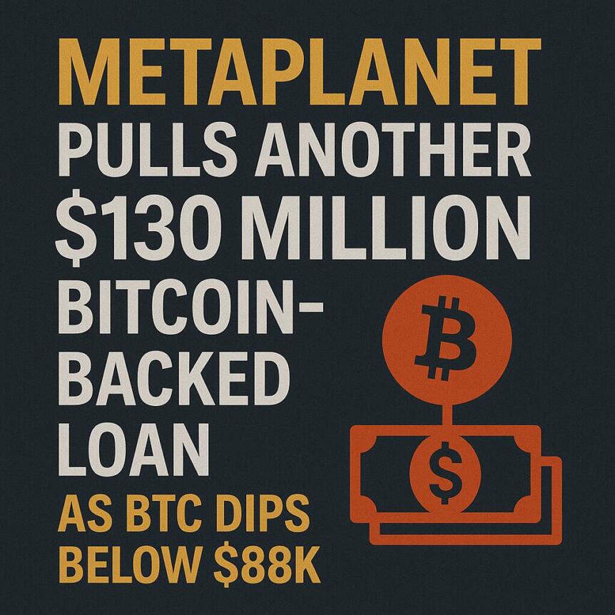 Metaplanet Pulls Another $130 Million Bitcoin-Backed Loan As Btc Dips Below $88k  