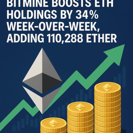 Bitmine Boosts Eth Holdings By 34% Week-Over-Week, Adding 110,288 Ether