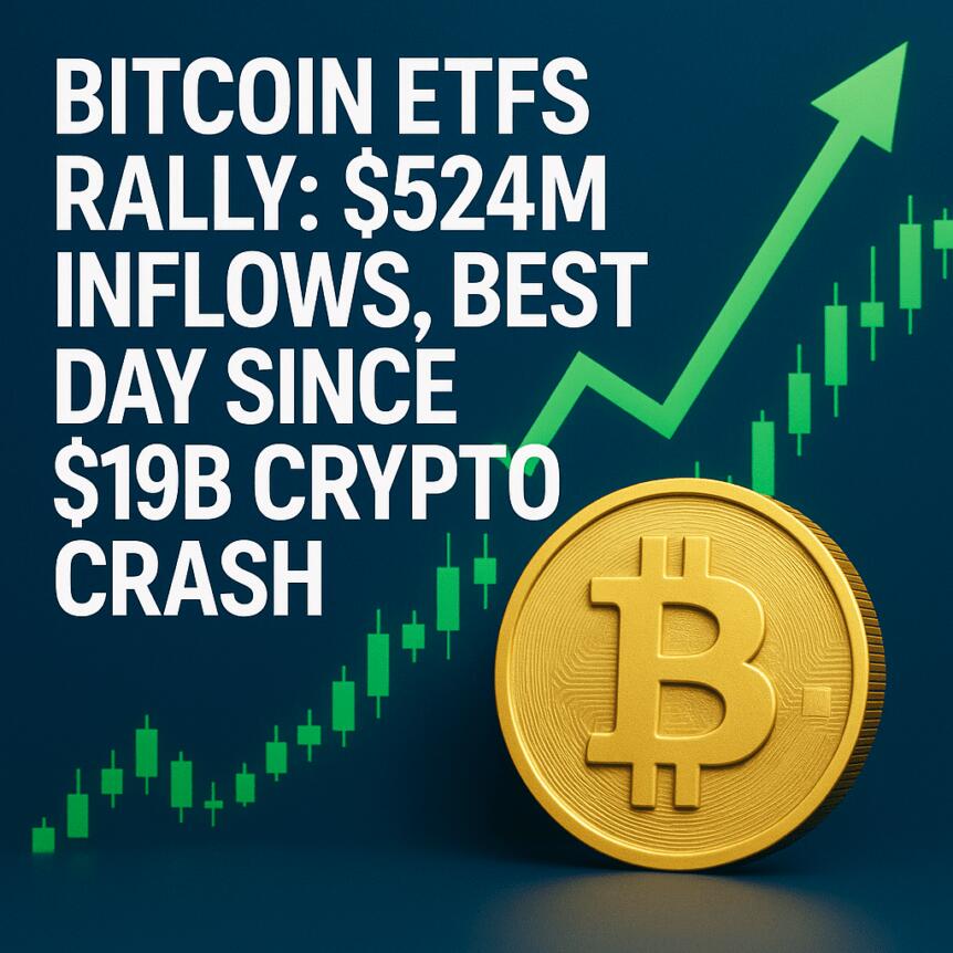 Bitcoin ETFs Rally: $524M Inflows, Best Day Since $19B Crypto Crash Bitcoin Etfs Rally: $524m Inflows, Best Day Since $19b Crypto Crash