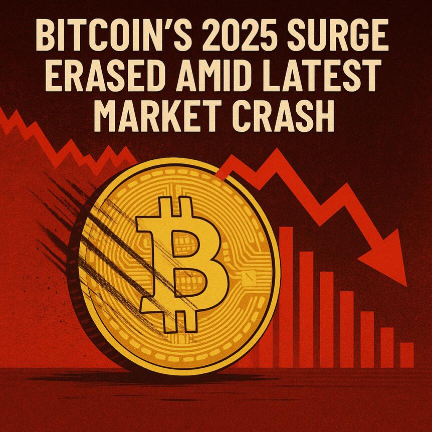 Bitcoin’s 2025 Surge Erased Amid Latest Market Crash Bitcoin’s 2025 Surge Erased Amid Latest Market Crash