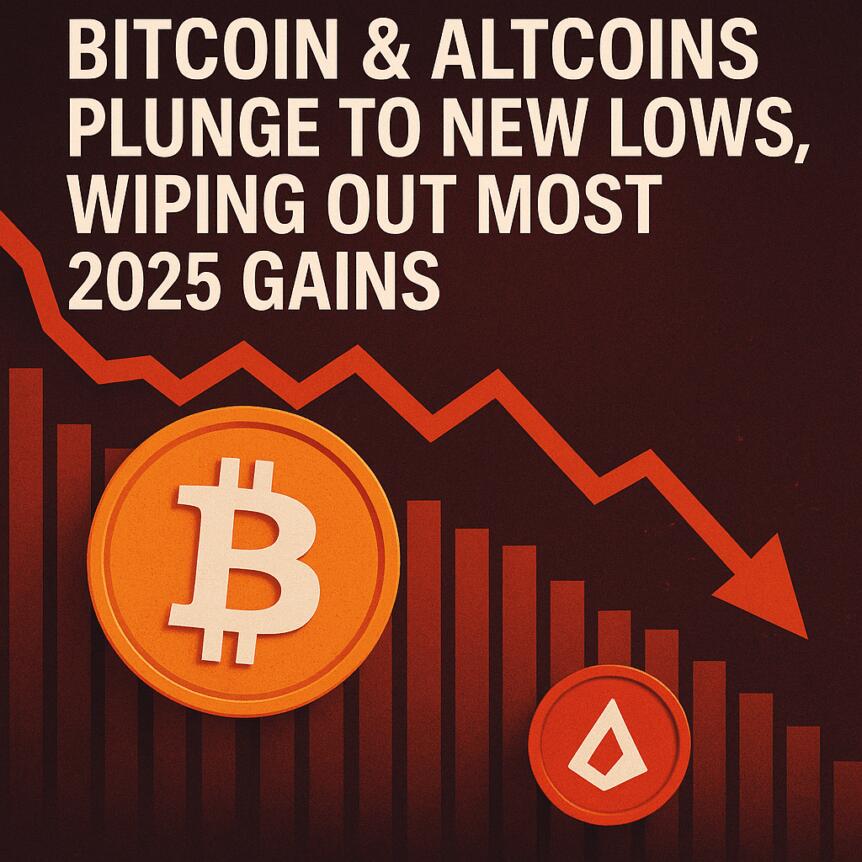 Bitcoin & Altcoins Plunge to New Lows, Wiping Out Most 2025 Gains Bitcoin & Altcoins Plunge To New Lows, Wiping Out Most 2025 Gains