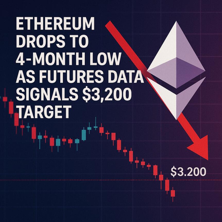 Ethereum Drops To 4-Month Low As Futures Data Signals $3,200 Target