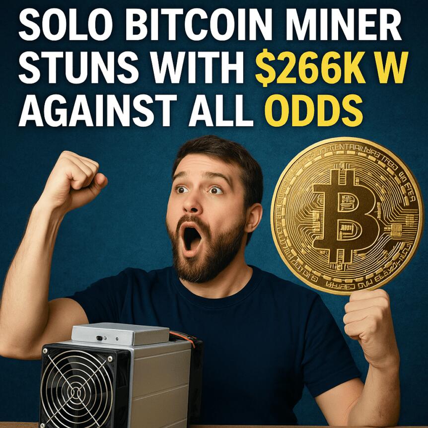 Solo Bitcoin Miner Stuns With $266k Win Against All Odds
