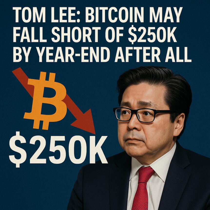 Tom Lee: Bitcoin May Fall Short of $250K by Year-End After All Tom Lee: Bitcoin May Fall Short Of $250k By Year-End After All