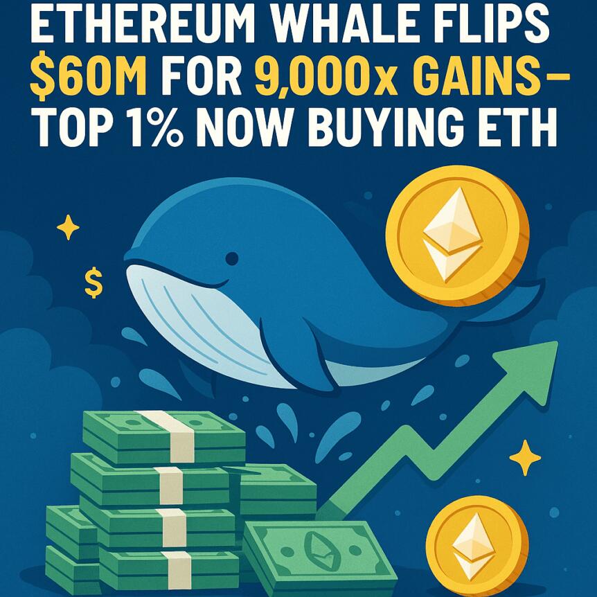 Ethereum Whale Flips $60M for 9,000x Gains—Top 1% Now Buying ETH
