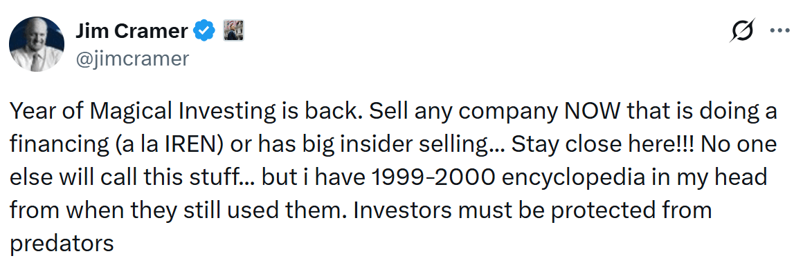 Jim Cramer’s warning on Twitter