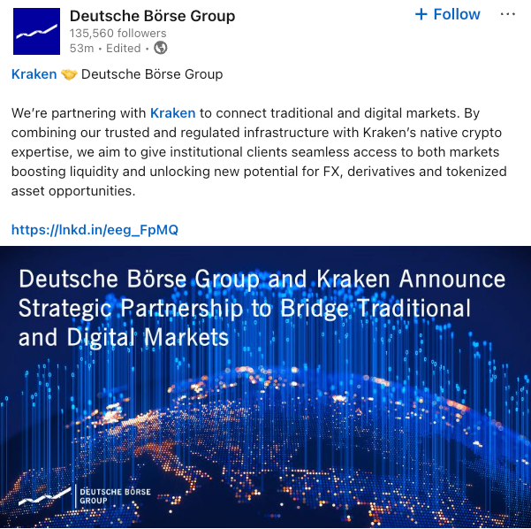 Deutsche Börse Group and Kraken partnership