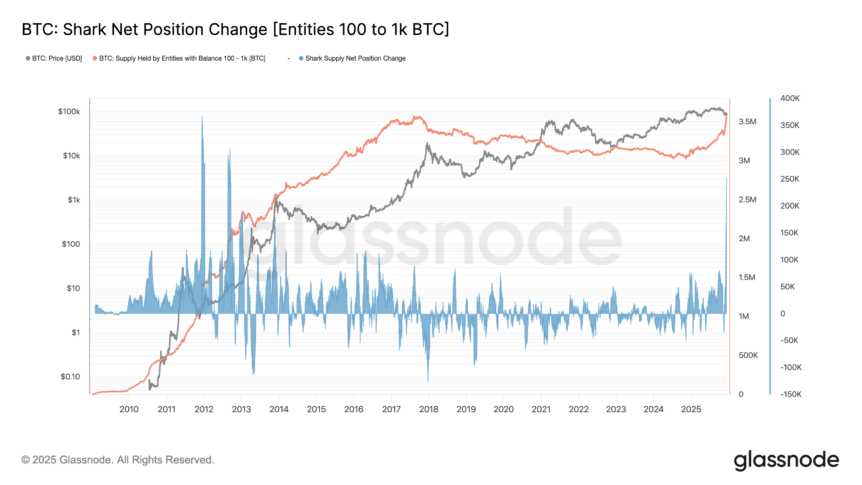 BTC shark net position change