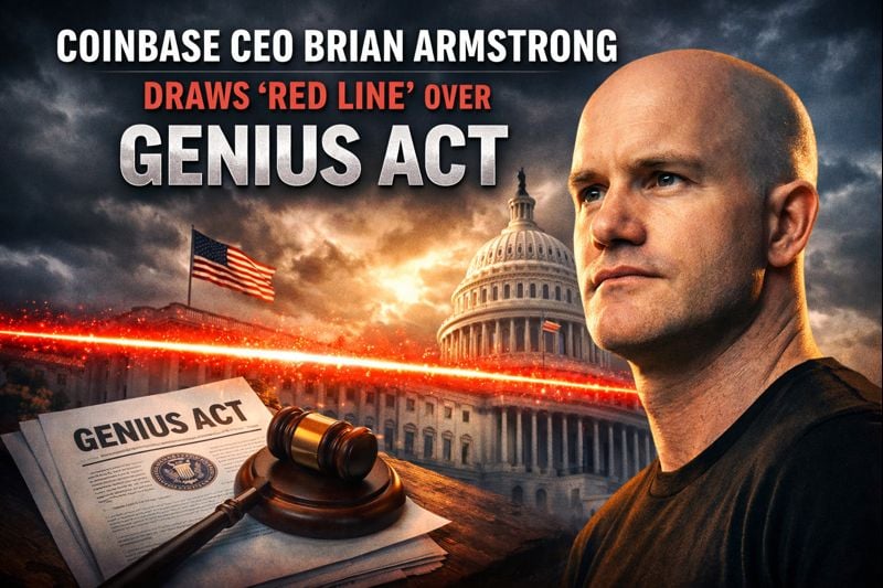 Coinbase CEO Brian Armstrong Draws ‘Red Line’ Over GENIUS Act