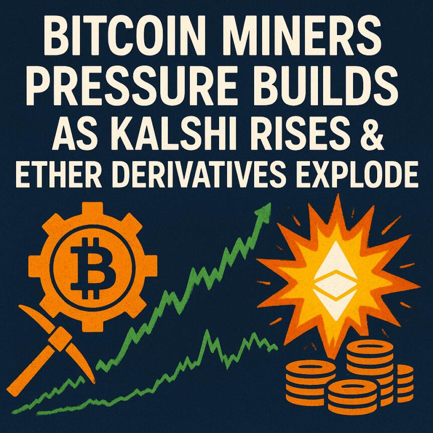Bitcoin Miners Pressure Builds as Kalshi Rises & Ether Derivatives Explode