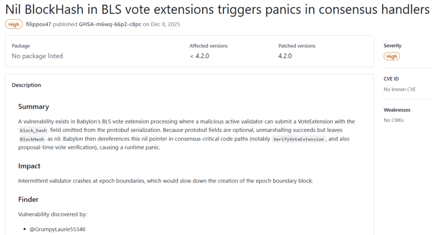 Babylon BLS vote extension bug