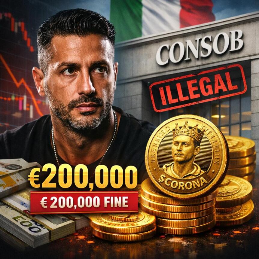 इटली के Consob ने गैरकानूनी $corona मेमकॉइन ऑफर पर Fabrizio Corona पर €200k जुर्माना लगाया