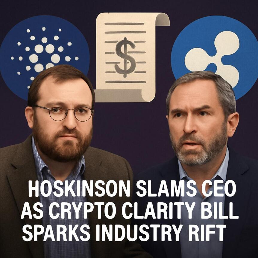 Hoskinson Slams Ripple CEO as Crypto Clarity Bill Sparks Industry Rift