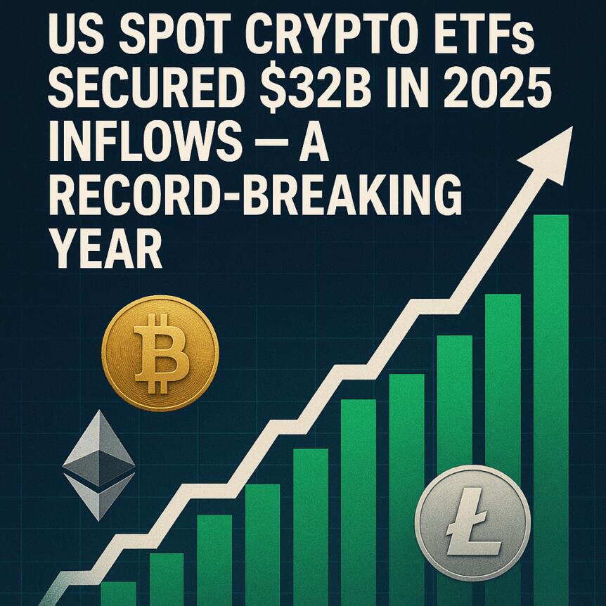 US Spot Crypto ETFs Secured $32B in 2025 Inflows — A Record-Breaking Year