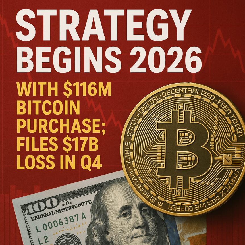 Strategy débute 2026 avec un achat de Bitcoin de 116 M$ ; déclare une perte de 17 Mds$ au T4