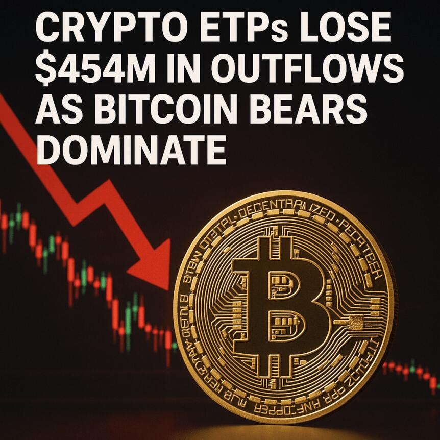 Crypto ETPs Lose $454M in Outflows as Bitcoin Bears Dominate