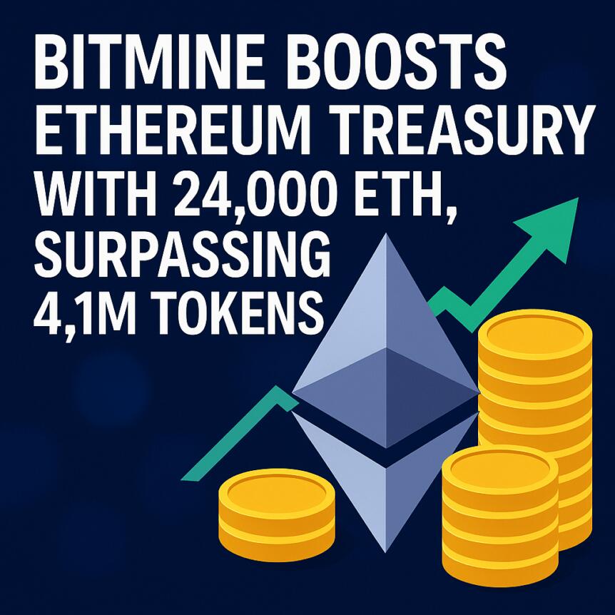 Bitmine Boosts Ethereum Treasury with 24,000 ETH, Surpassing 4.1M Tokens