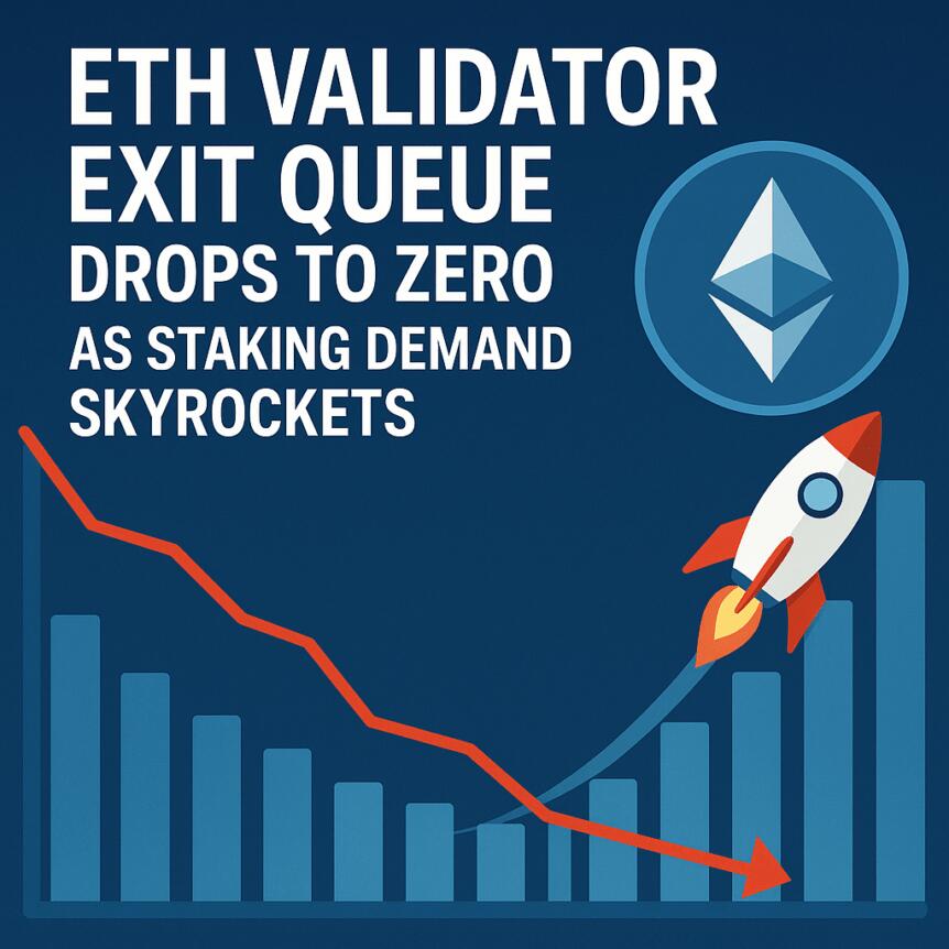 ETH Validator Exit Queue Drops to Zero as Staking Demand Skyrockets