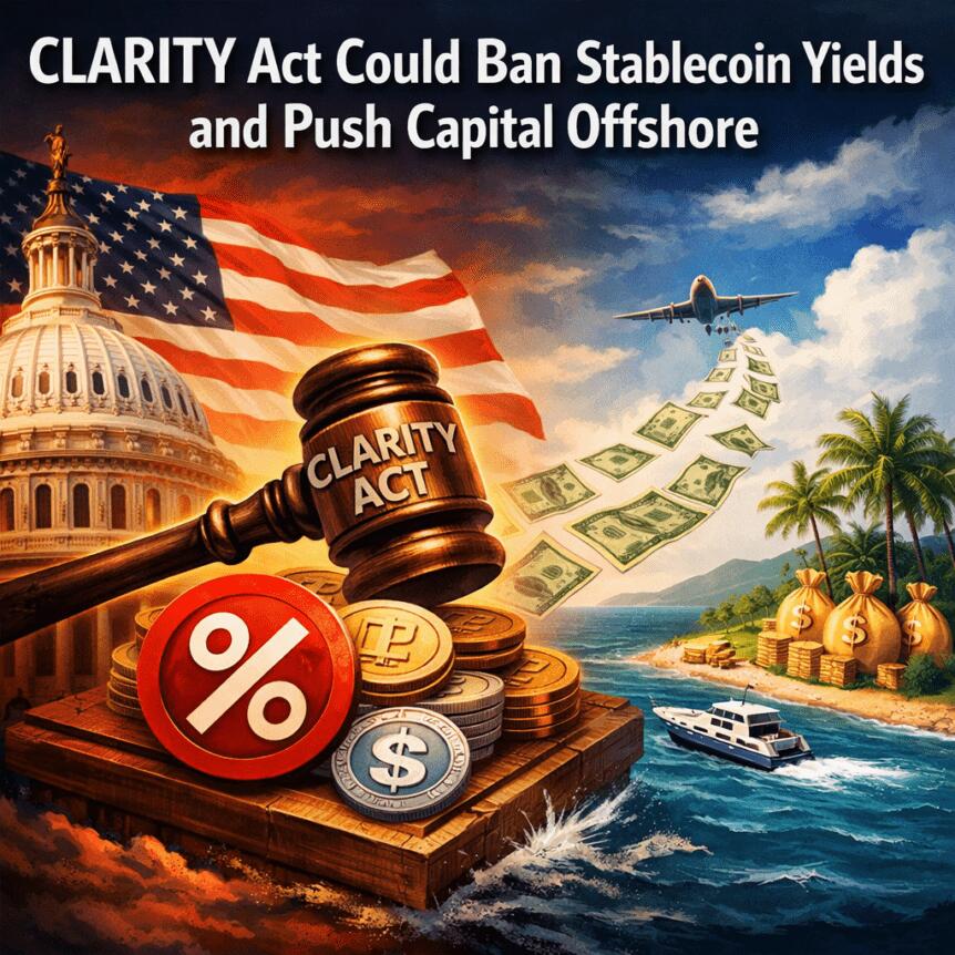 CLARITY Act Could Ban Stablecoin Yields and Push Capital Offshore Clarity Act Could Ban Stablecoin Yields And Push Capital Offshore