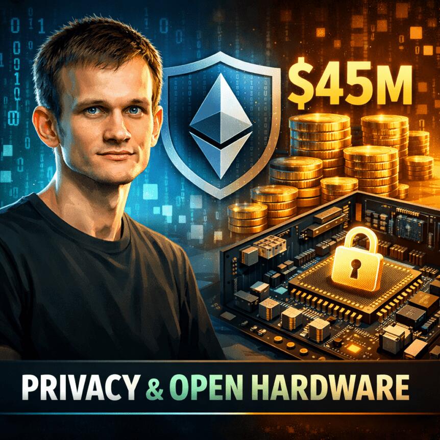 Vitalik Buterin Outlines $45M ETH Plan for Privacy, Open Hardware