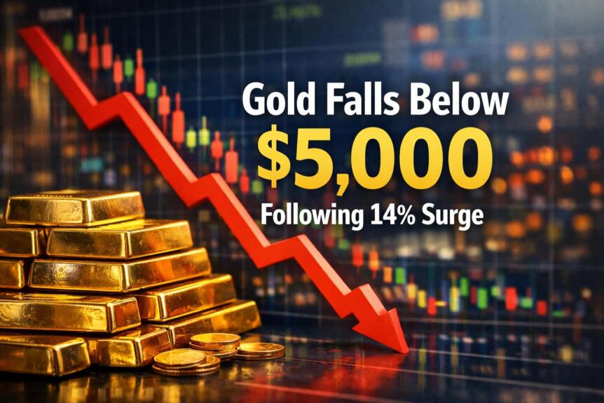 Gold Falls Below $5,000 Following 14% Surge