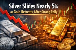 Silver Drops Nearly 5% As Gold Pulls Back