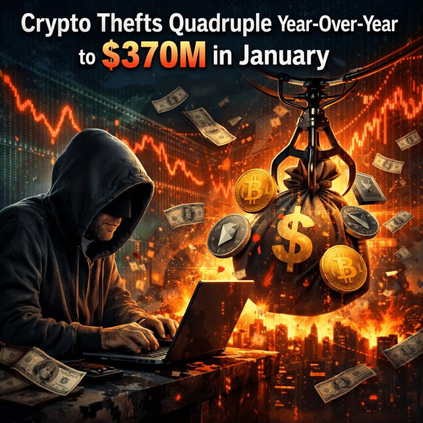 Crypto Thefts Quadruple Year-Over-Year to $370M in January