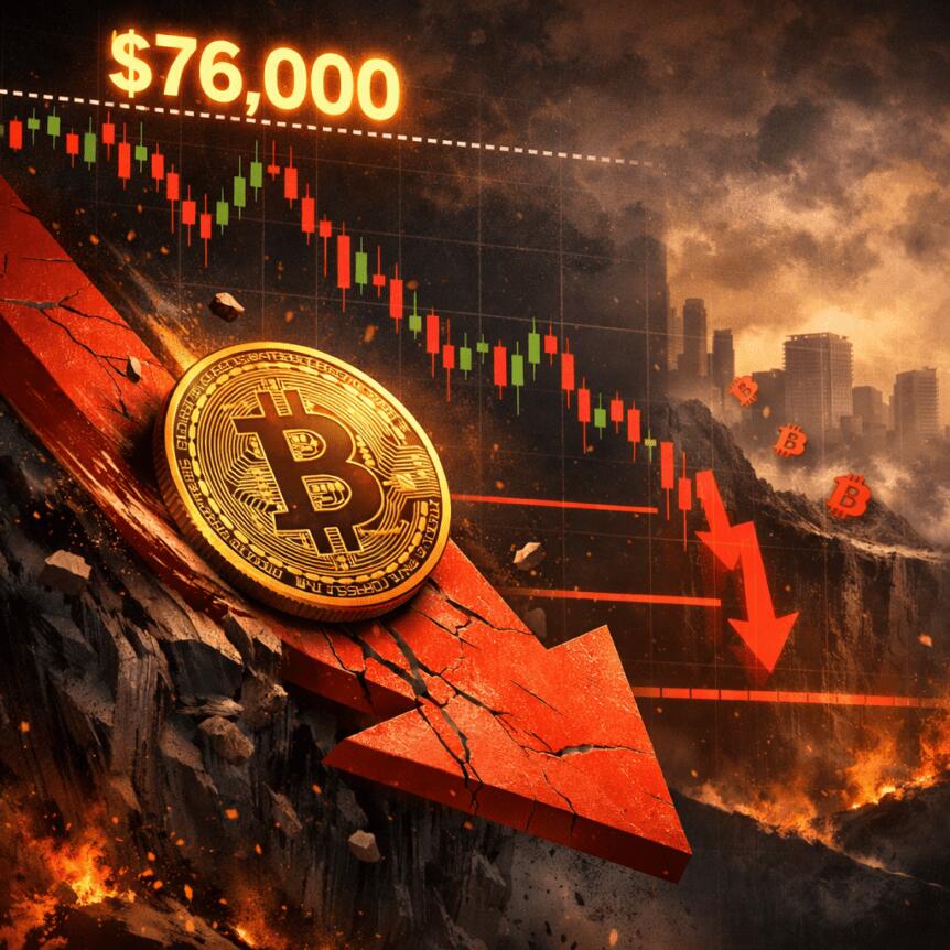 Bitcoin Slides To Lower Lows After Failed $76,000 Relief Bounce