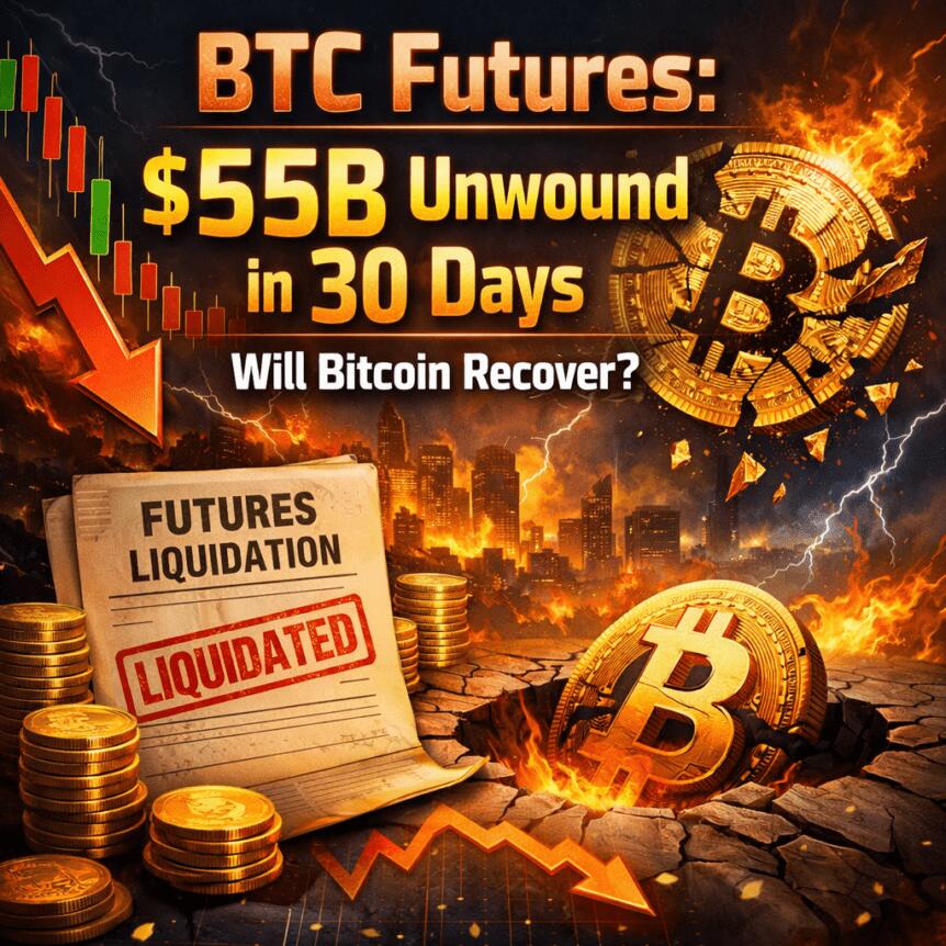BTC Futures: $55B Unwound in 30 Days — Will Bitcoin Recover?