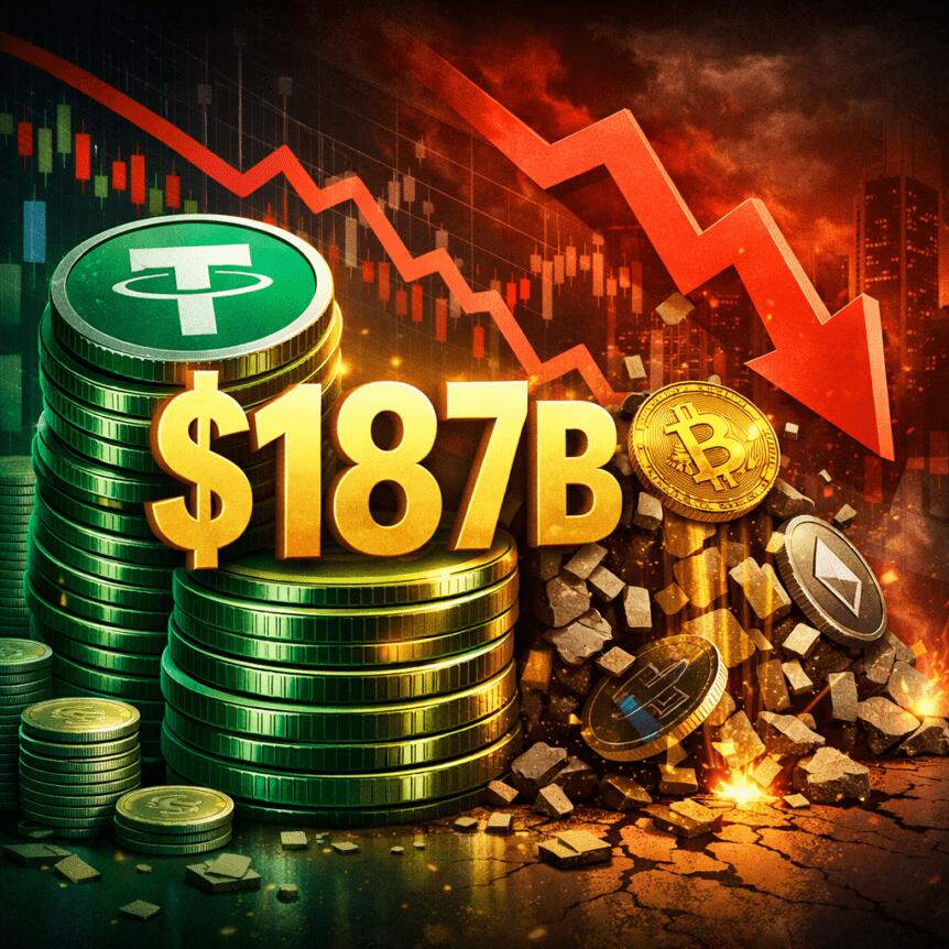 Tether’s USDt Reaches $187B in Q4 as Rivals Shrink in Crypto Downturn
