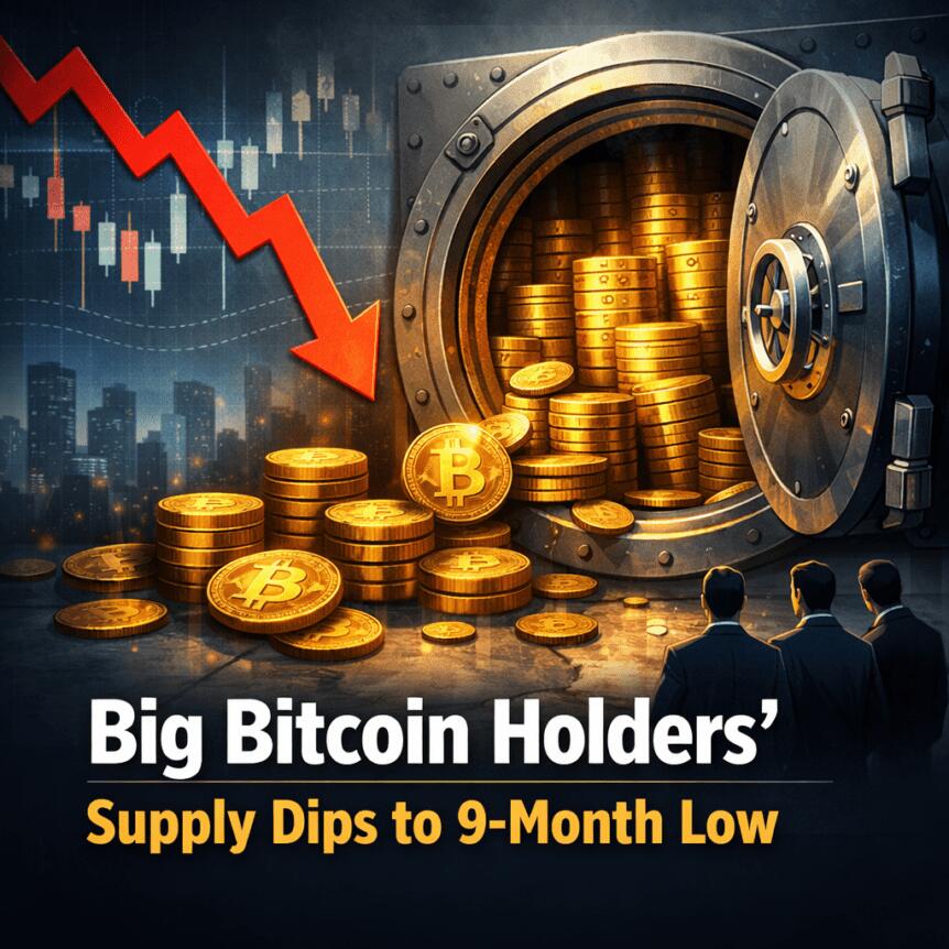 Big Bitcoin Holders’ Supply Dips to 9-Month Low