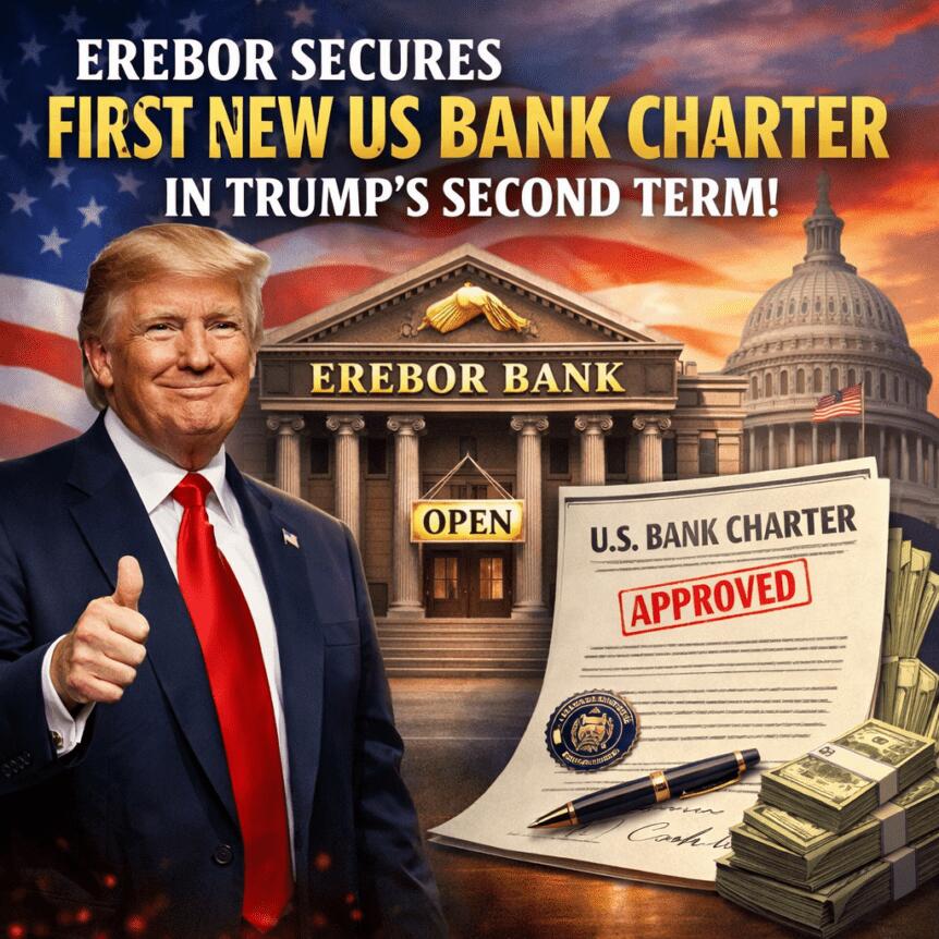 Erebor Secures First New US Bank Charter in Trump’s Second Term