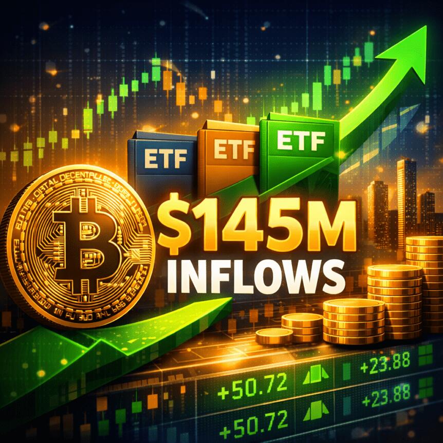 Bitcoin ETFs Rally as $145M Inflows Extend Rebound