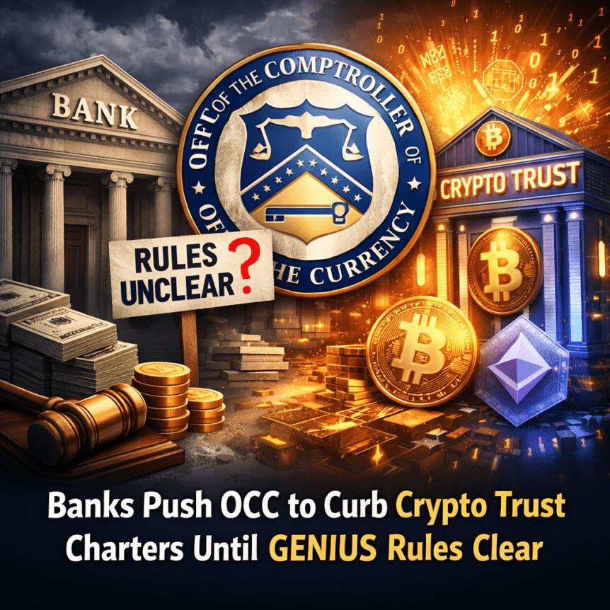 Banks push OCC to curb crypto trust charters until GENIUS rules clear